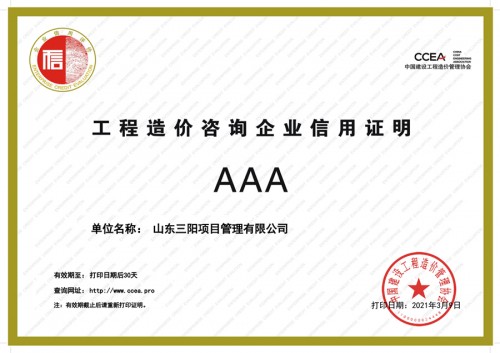 工程造價咨詢企業信用證明